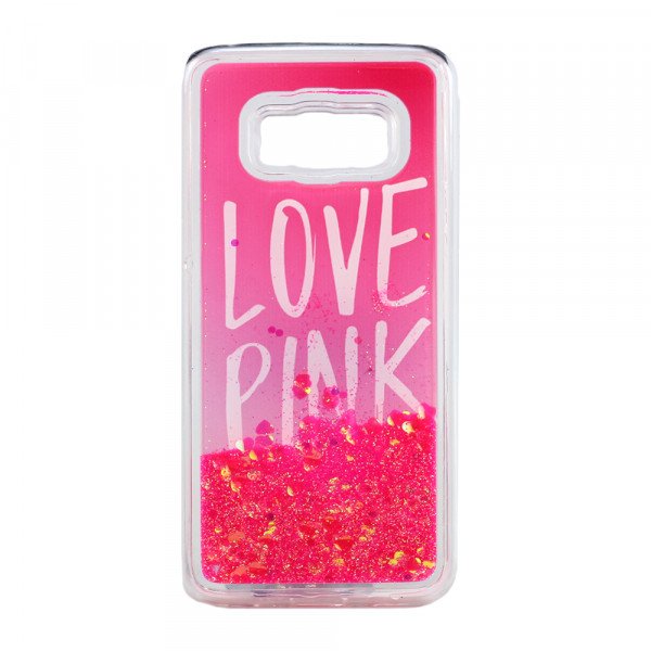 Wholesale Samsung Galaxy S8 Plus Design Glitter Liquid Star Dust Clear Case (Love Pink Hot Pink)